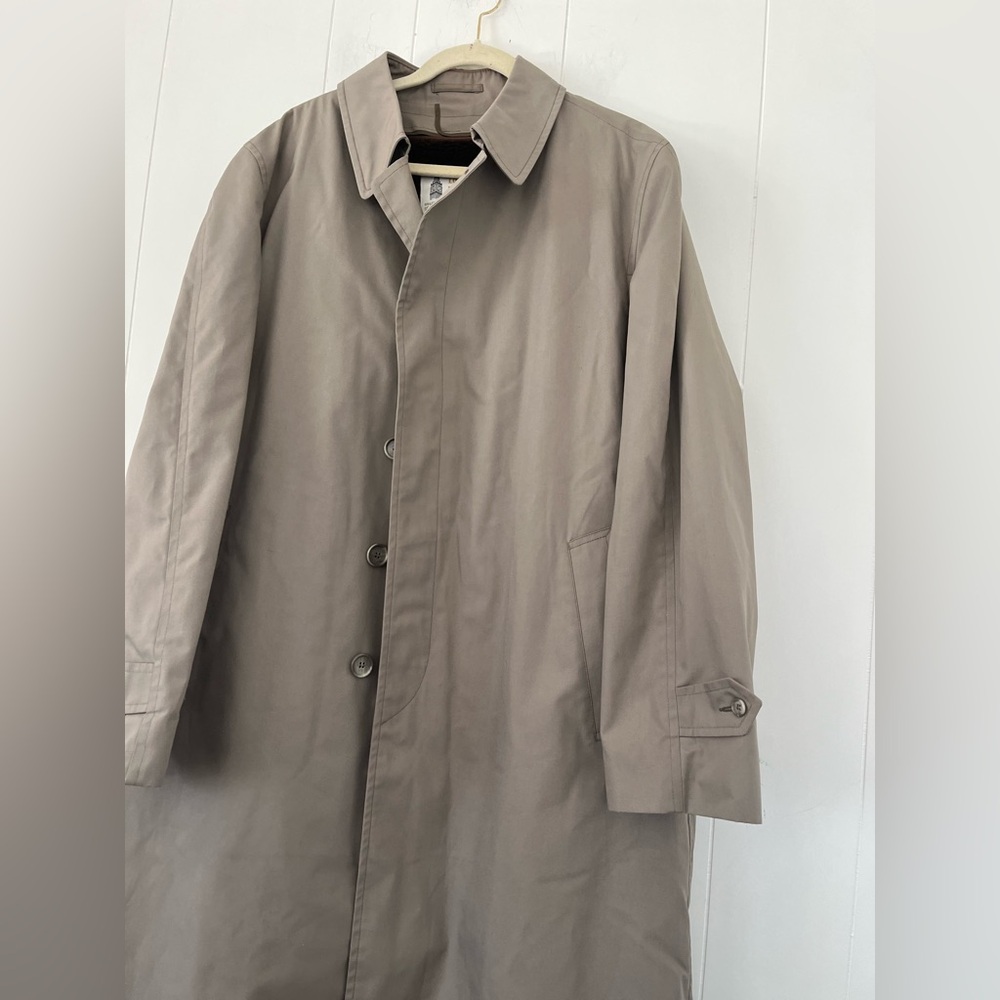 London Fog Vintage Men’s Overcoat 44 Long 70s-80s Removable Brown Liner - Picture 10 of 16
